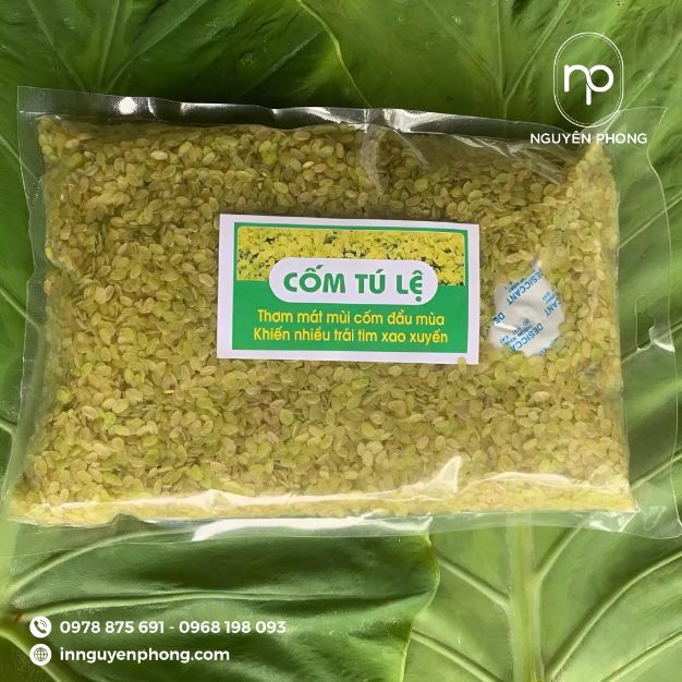 thiết kế tem nhãn cốm theo yêu cầu